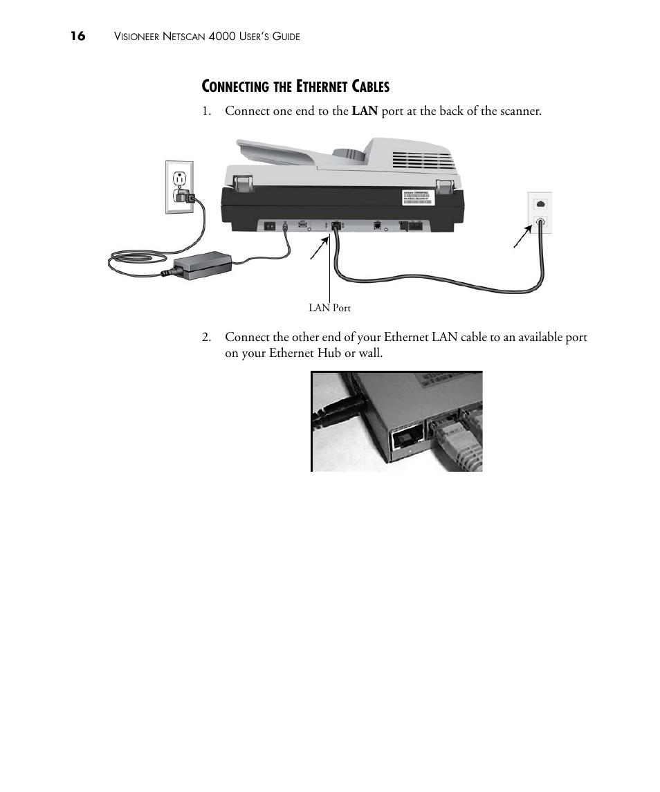 Connecting the ethernet cables | Visioneer NETSCAN 4000 User Manual | Page 23 / 186