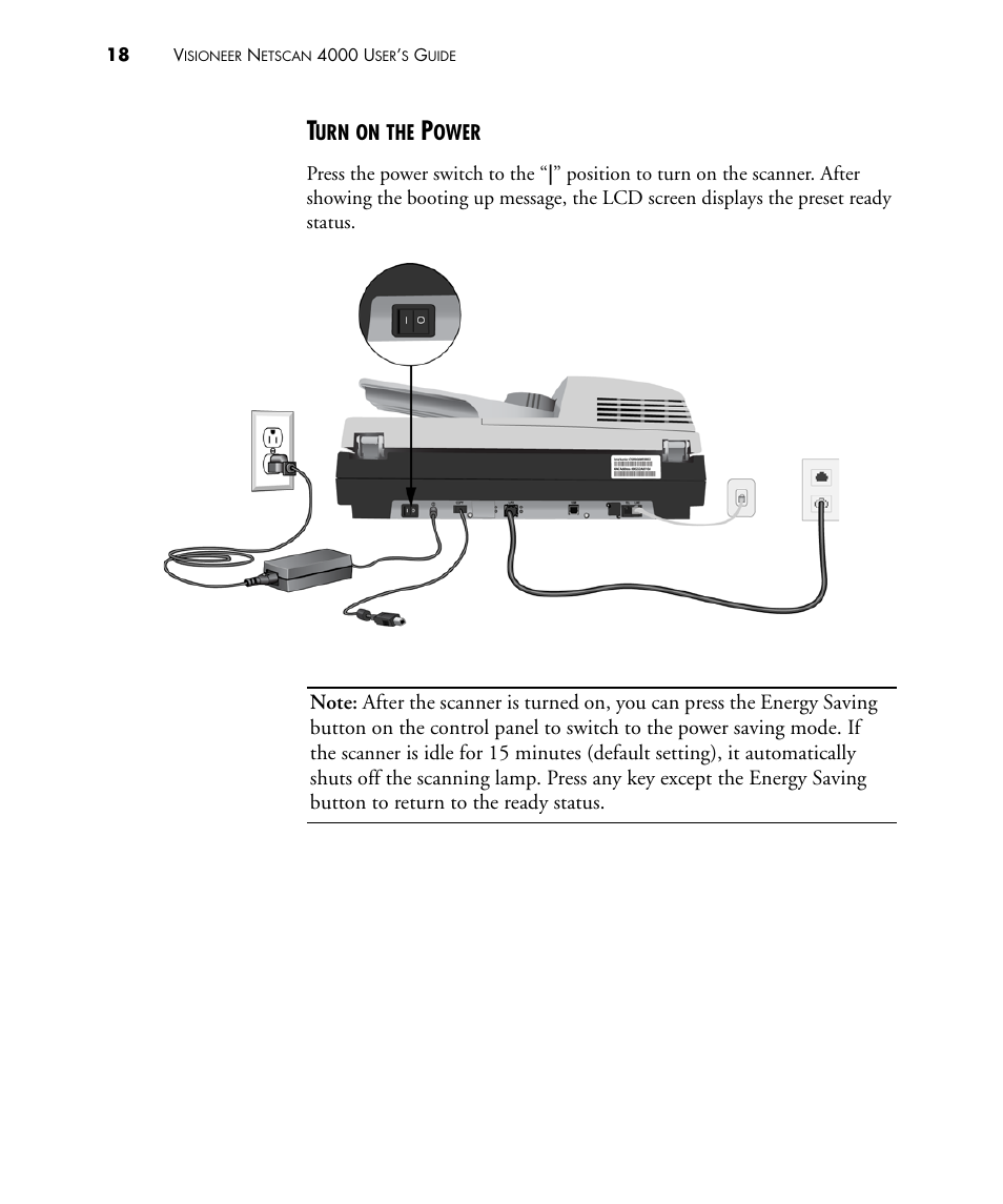 Turn on the power | Visioneer NETSCAN 4000 User Manual | Page 25 / 186