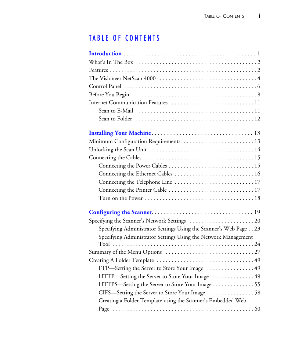 Visioneer NETSCAN 4000 User Manual | Page 4 / 186