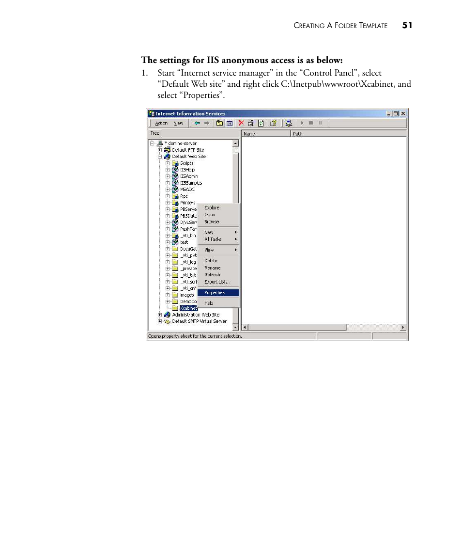 The settings for iis anonymous access is as below | Visioneer NETSCAN 4000 User Manual | Page 58 / 186