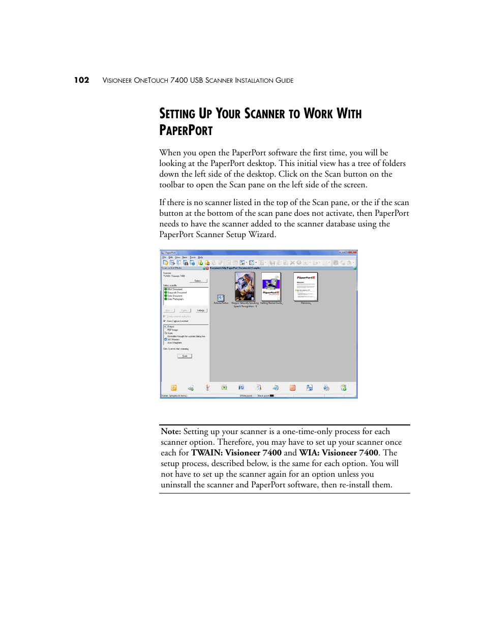 Setting up your scanner to work with paperport | Visioneer OneTouch 7400 User Manual | Page 107 / 122