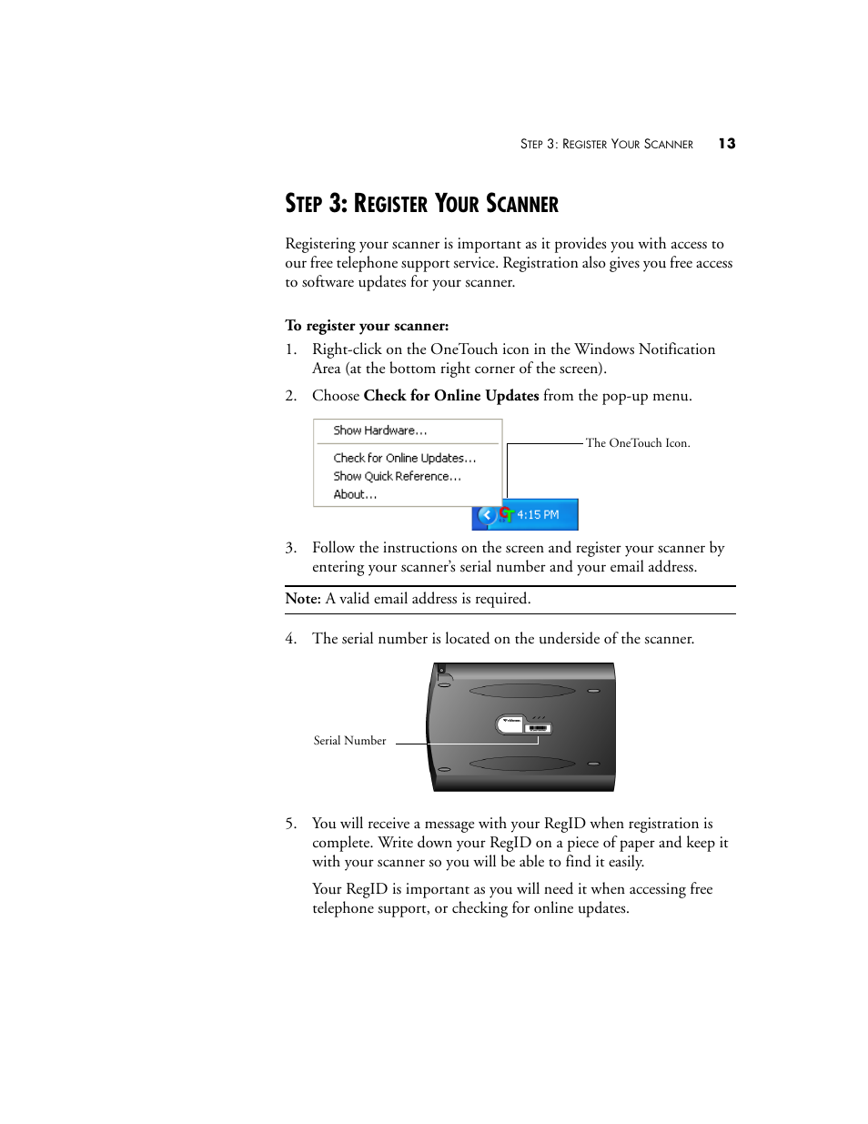 Step 3: register your scanner, Egister, Canner | Visioneer OneTouch 7400 User Manual | Page 18 / 122