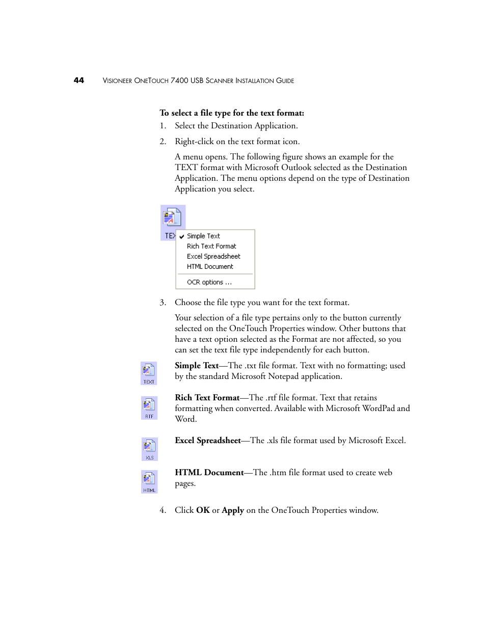 Visioneer OneTouch 7400 User Manual | Page 49 / 122