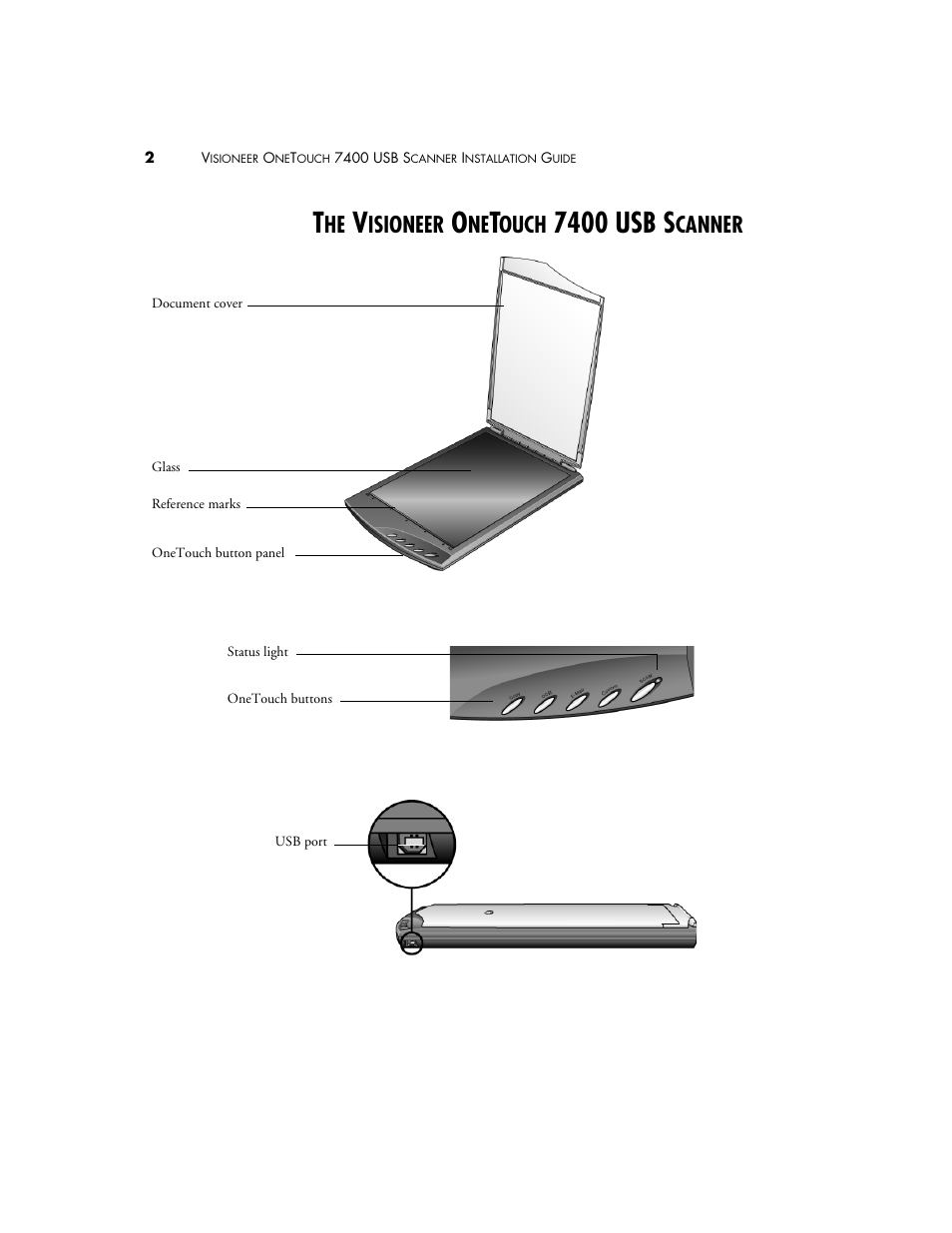 The visioneer onetouch 7400 usb scanner, 7400 usb s, Isioneer | Ouch, Canner | Visioneer OneTouch 7400 User Manual | Page 7 / 122