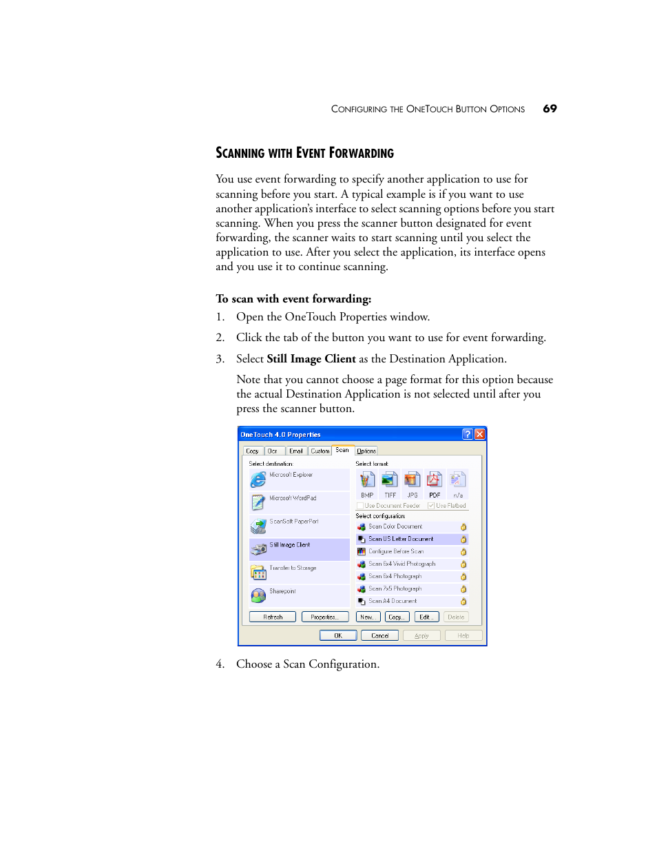 Scanning with event forwarding | Visioneer OneTouch 7400 User Manual | Page 74 / 122