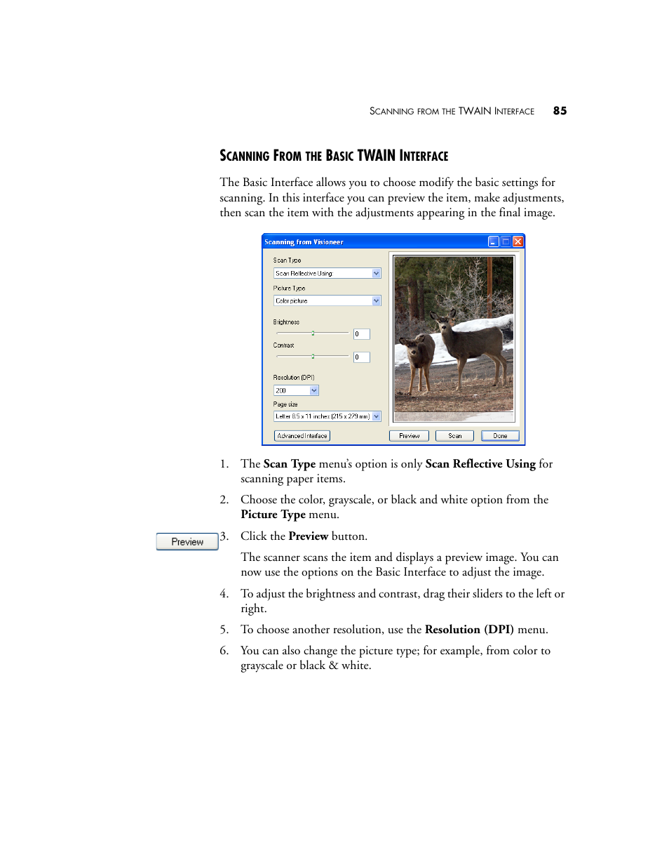 Scanning from the basic twain interface, Twain i | Visioneer OneTouch 7400 User Manual | Page 90 / 122