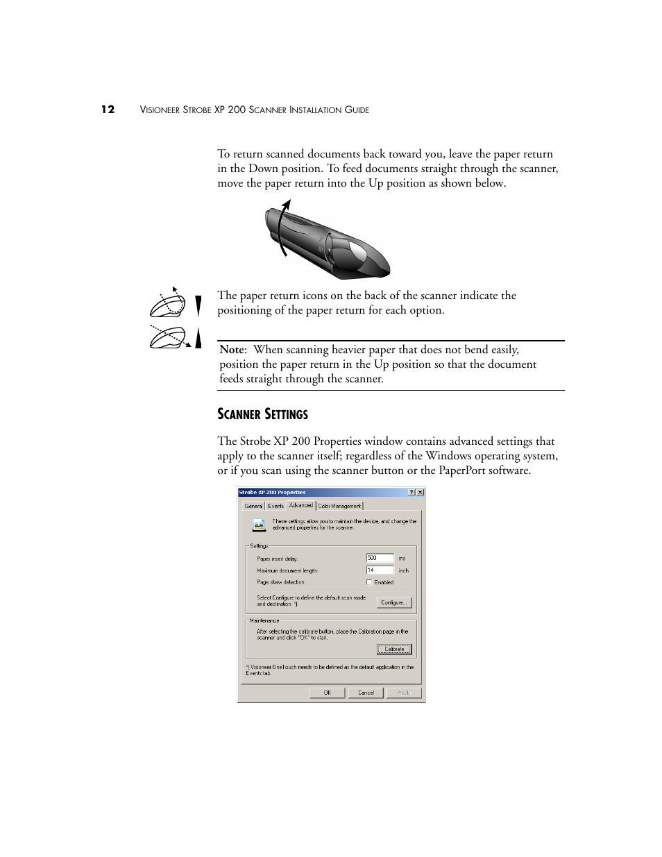 Scanner settings | Visioneer Strobe XP 200 User Manual | Page 16 / 48