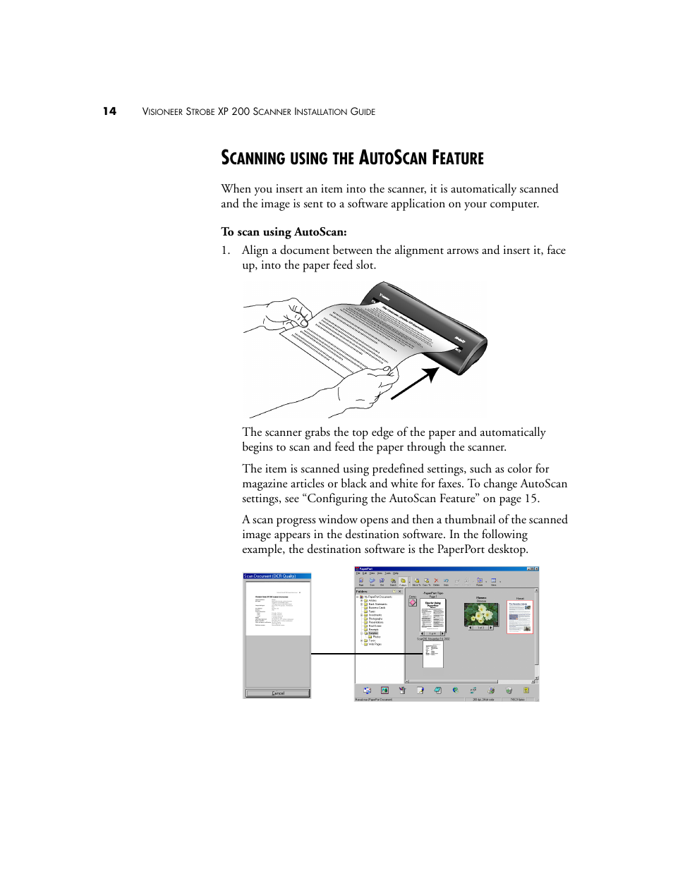 Scanning using the autoscan feature | Visioneer Strobe XP 200 User Manual | Page 18 / 48