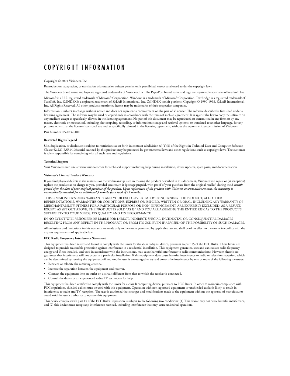 Visioneer Strobe XP 200 User Manual | Page 2 / 48