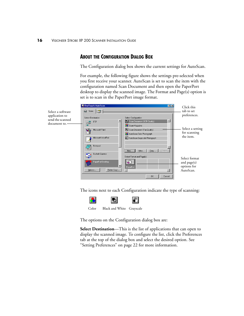 About the configuration dialog box | Visioneer Strobe XP 200 User Manual | Page 20 / 48