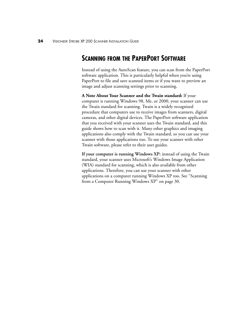 Scanning from the paperport software | Visioneer Strobe XP 200 User Manual | Page 28 / 48