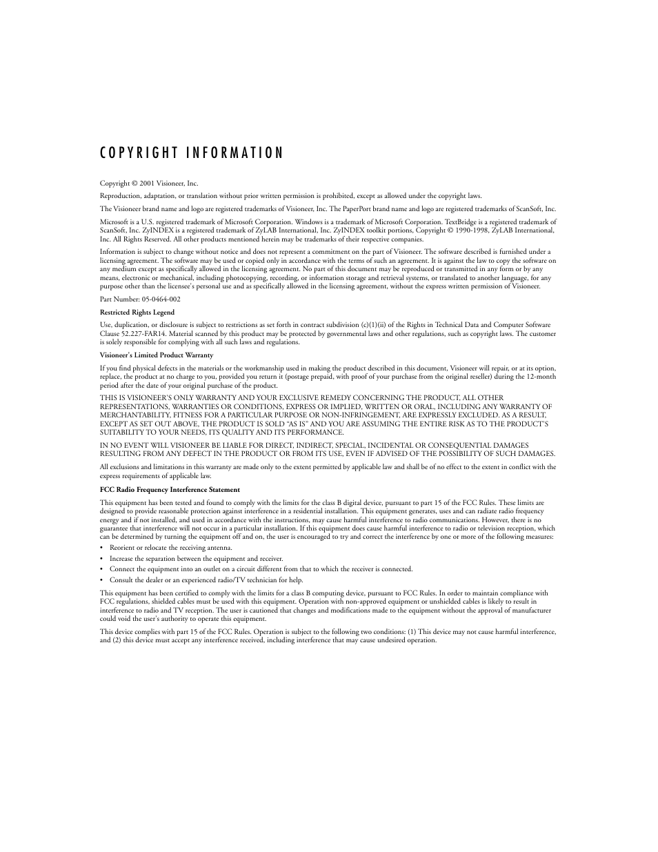 Visioneer OneTouch 58XX User Manual | Page 2 / 45