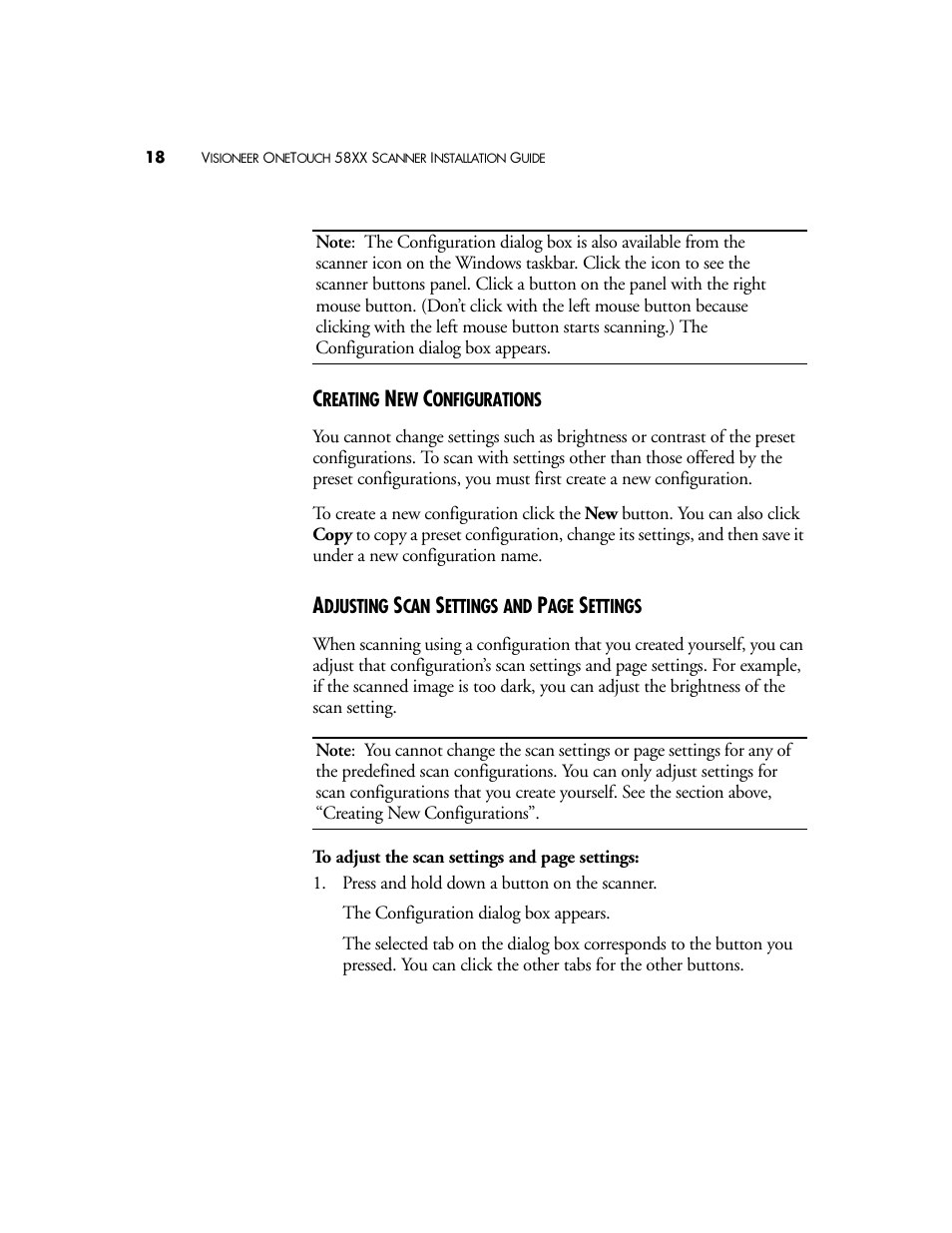 Creating new configurations | Visioneer OneTouch 58XX User Manual | Page 22 / 45