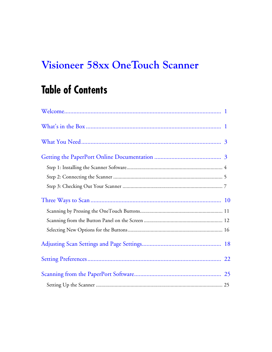 Visioneer OneTouch 58XX User Manual | Page 3 / 45