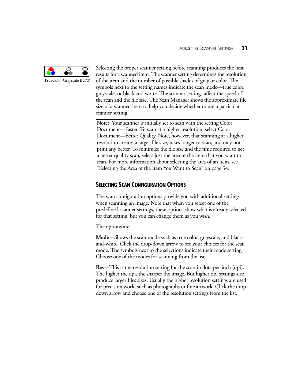 Selecting scan configuration options | Visioneer OneTouch 58XX User Manual | Page 35 / 45