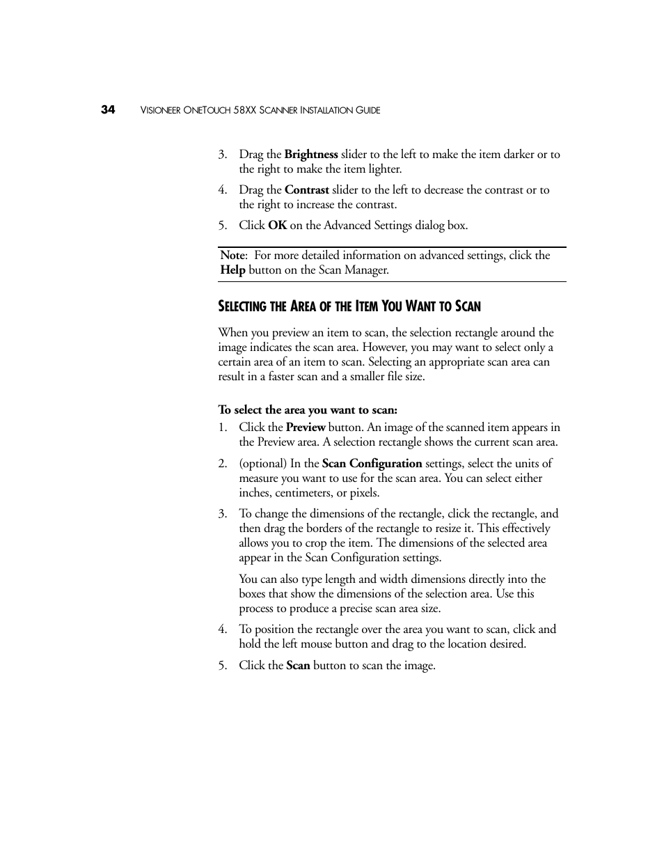 Selecting the area of the item you want to scan | Visioneer OneTouch 58XX User Manual | Page 38 / 45