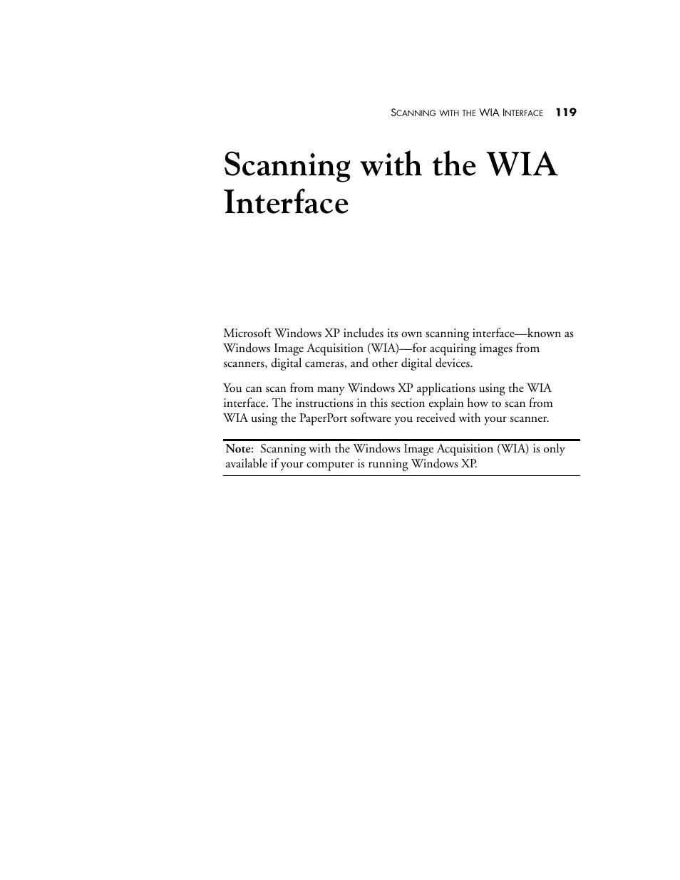 Scanning with the wia interface, Wia i | Visioneer 9650 User Manual | Page 126 / 158