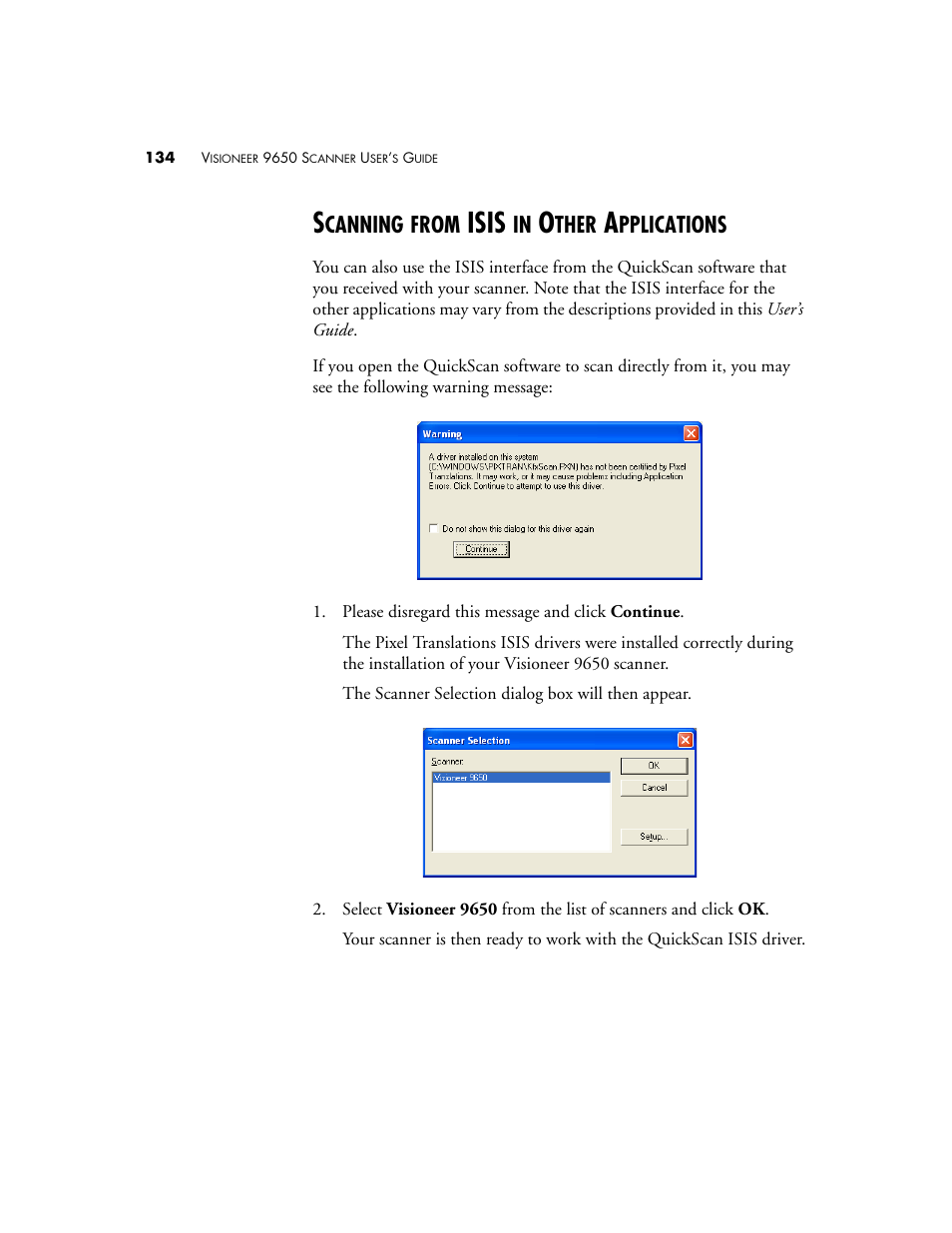 Scanning from isis in other applications, Isis, Canning | From, Ther, Pplications | Visioneer 9650 User Manual | Page 141 / 158