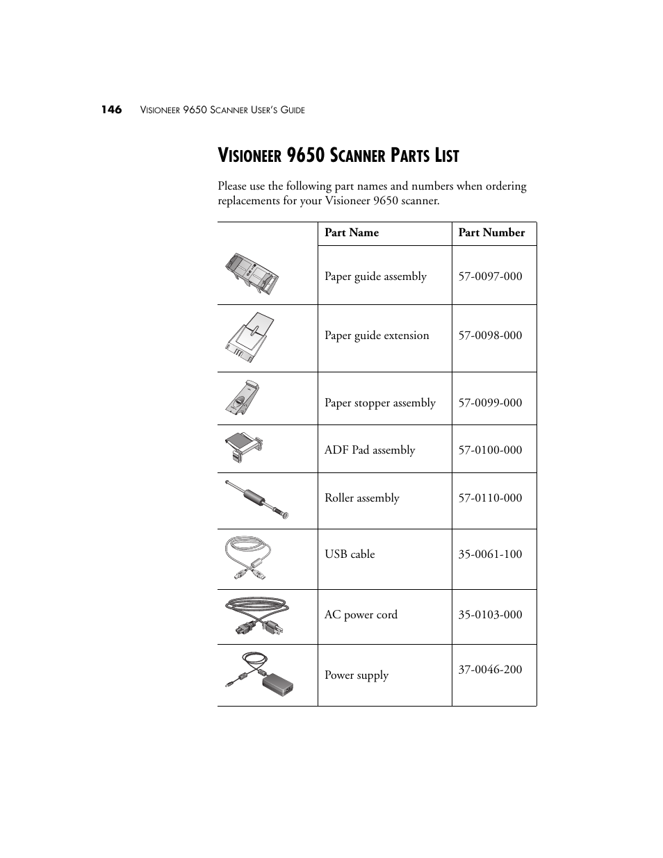 Visioneer 9650 scanner parts list, 9650 s, Isioneer | Canner, Arts | Visioneer 9650 User Manual | Page 153 / 158