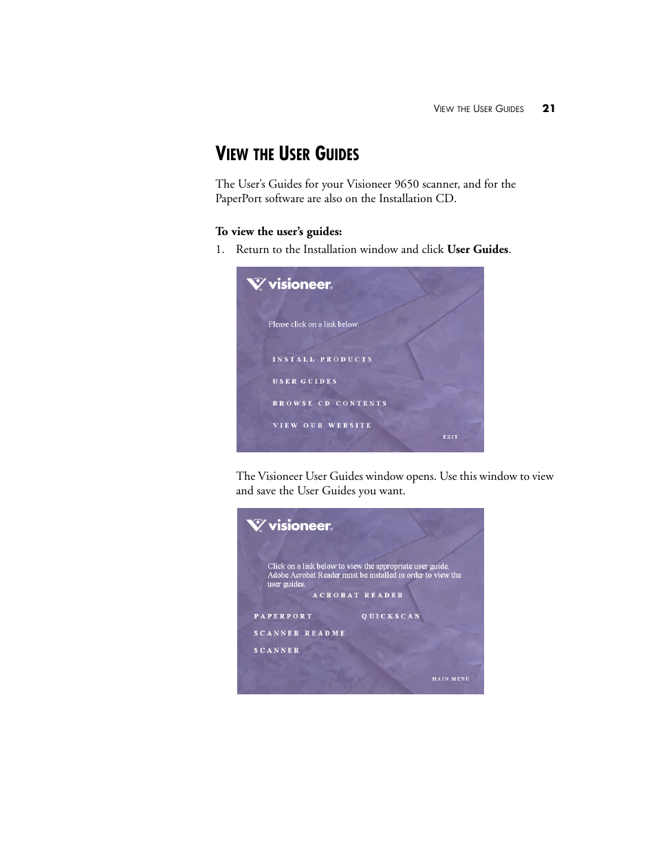 View the user guides, Uides | Visioneer 9650 User Manual | Page 28 / 158