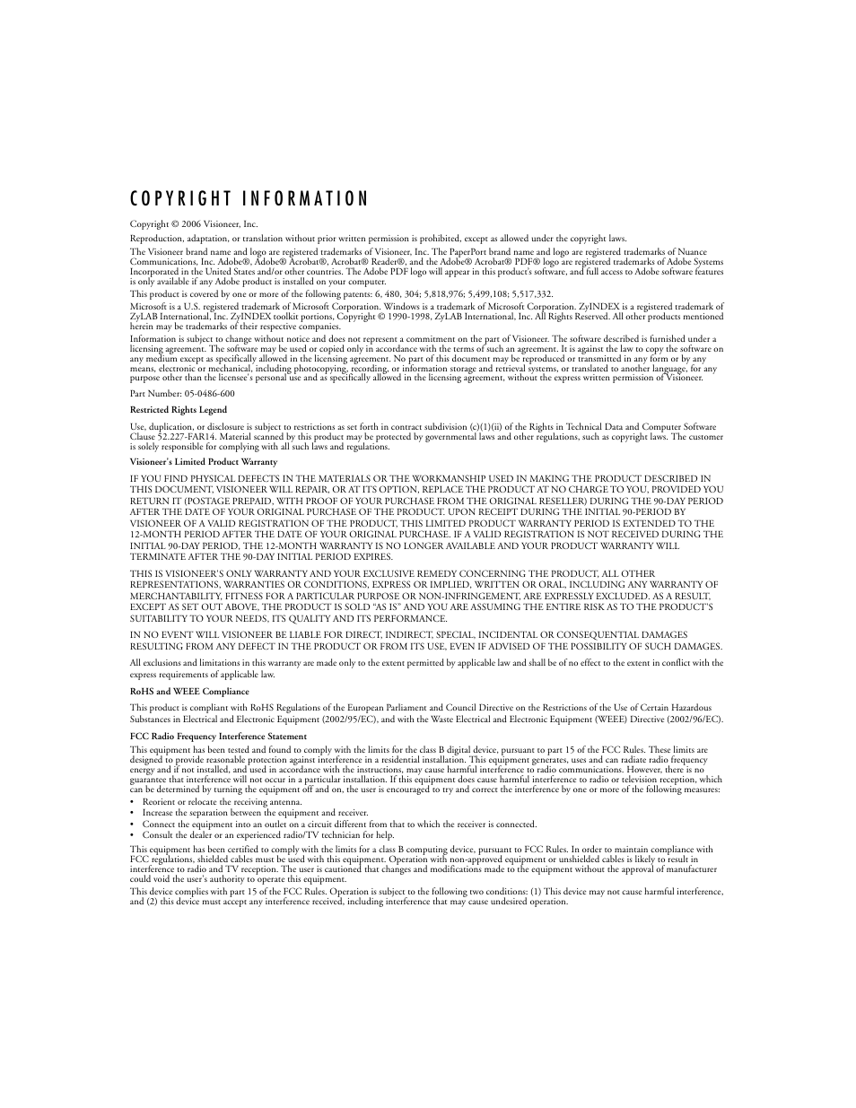 Visioneer 9650 User Manual | Page 3 / 158