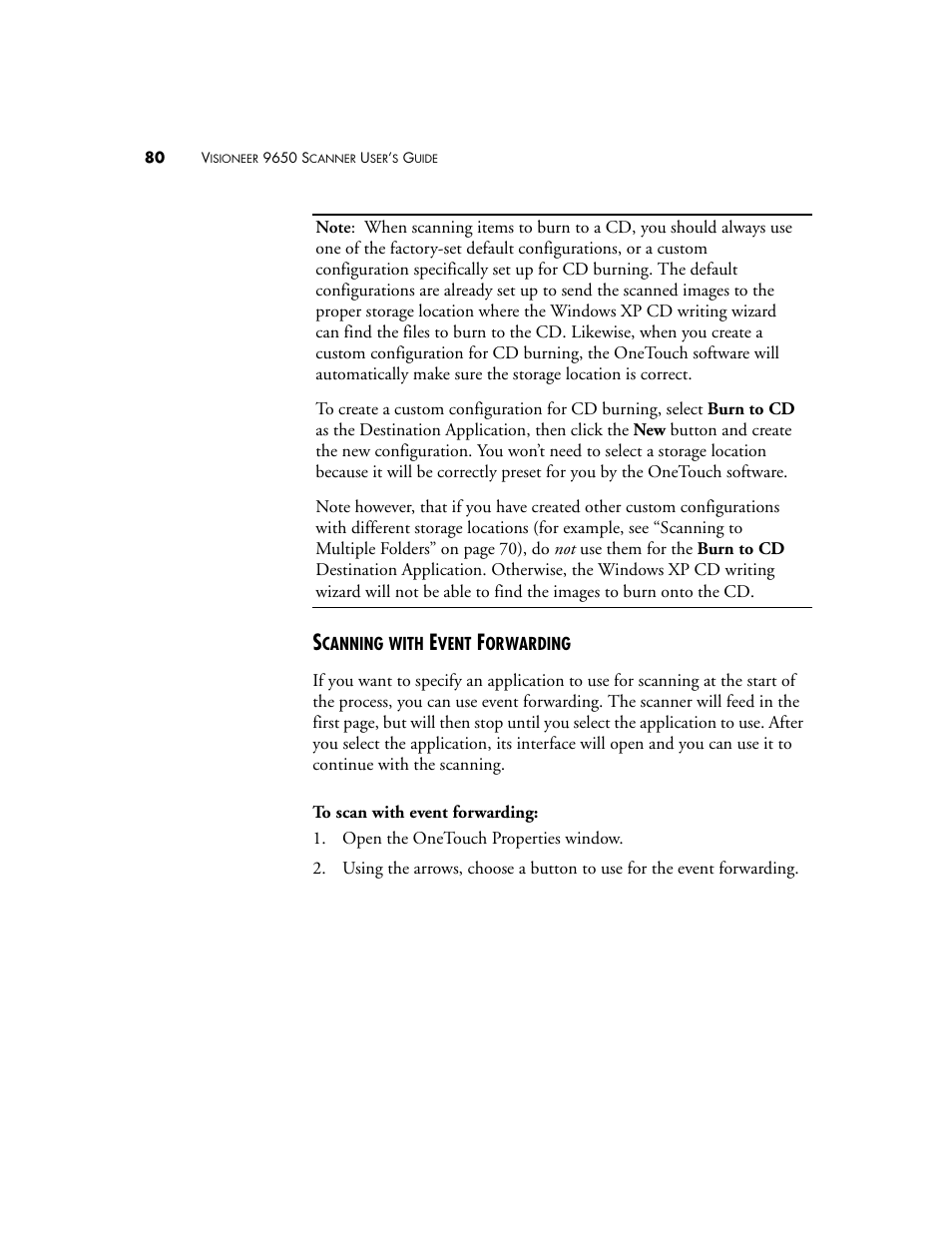 Scanning with event forwarding | Visioneer 9650 User Manual | Page 87 / 158