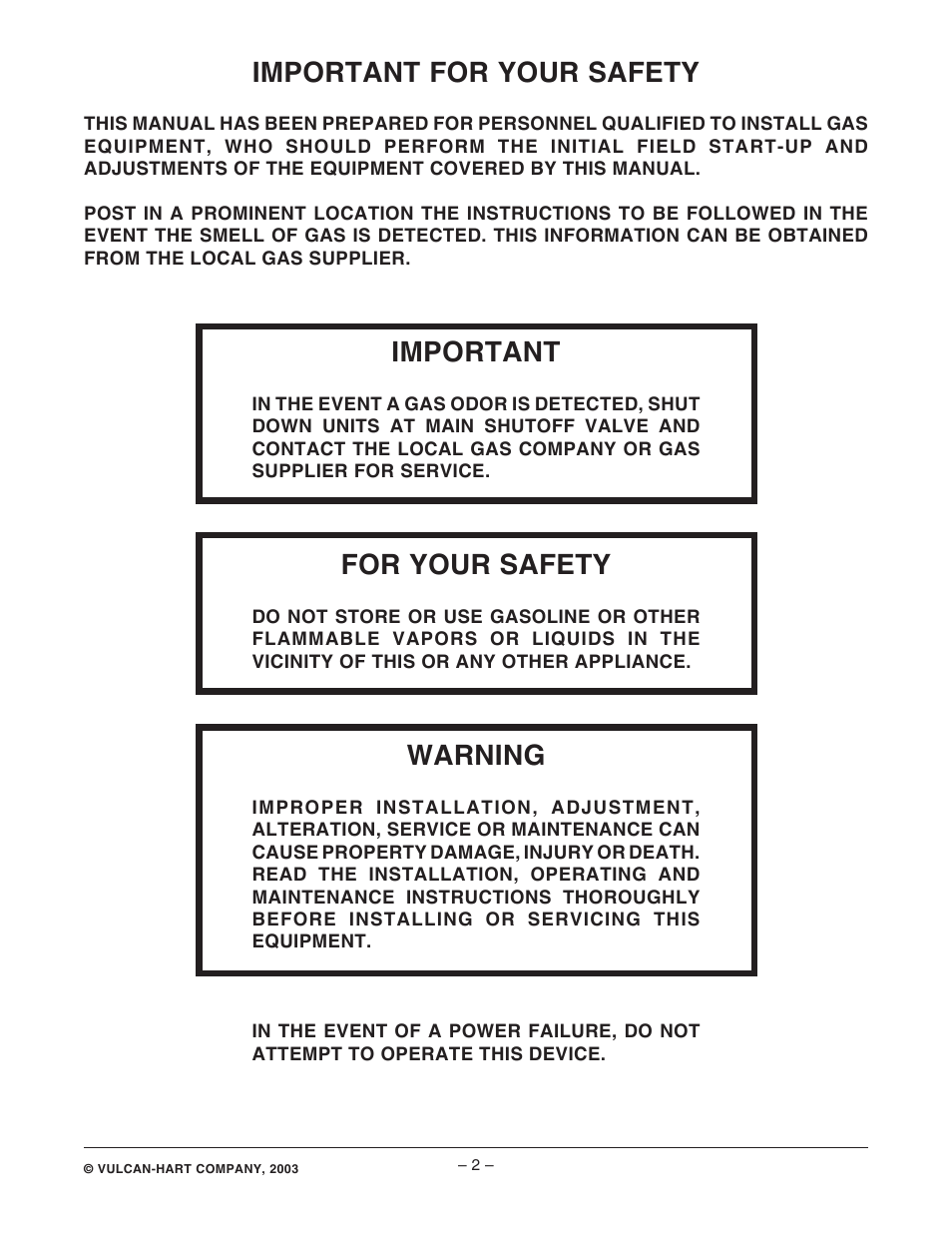 Important for your safety, Important, For your safety | Warning | VULKAN GRD85F ML-126741 User Manual | Page 2 / 36