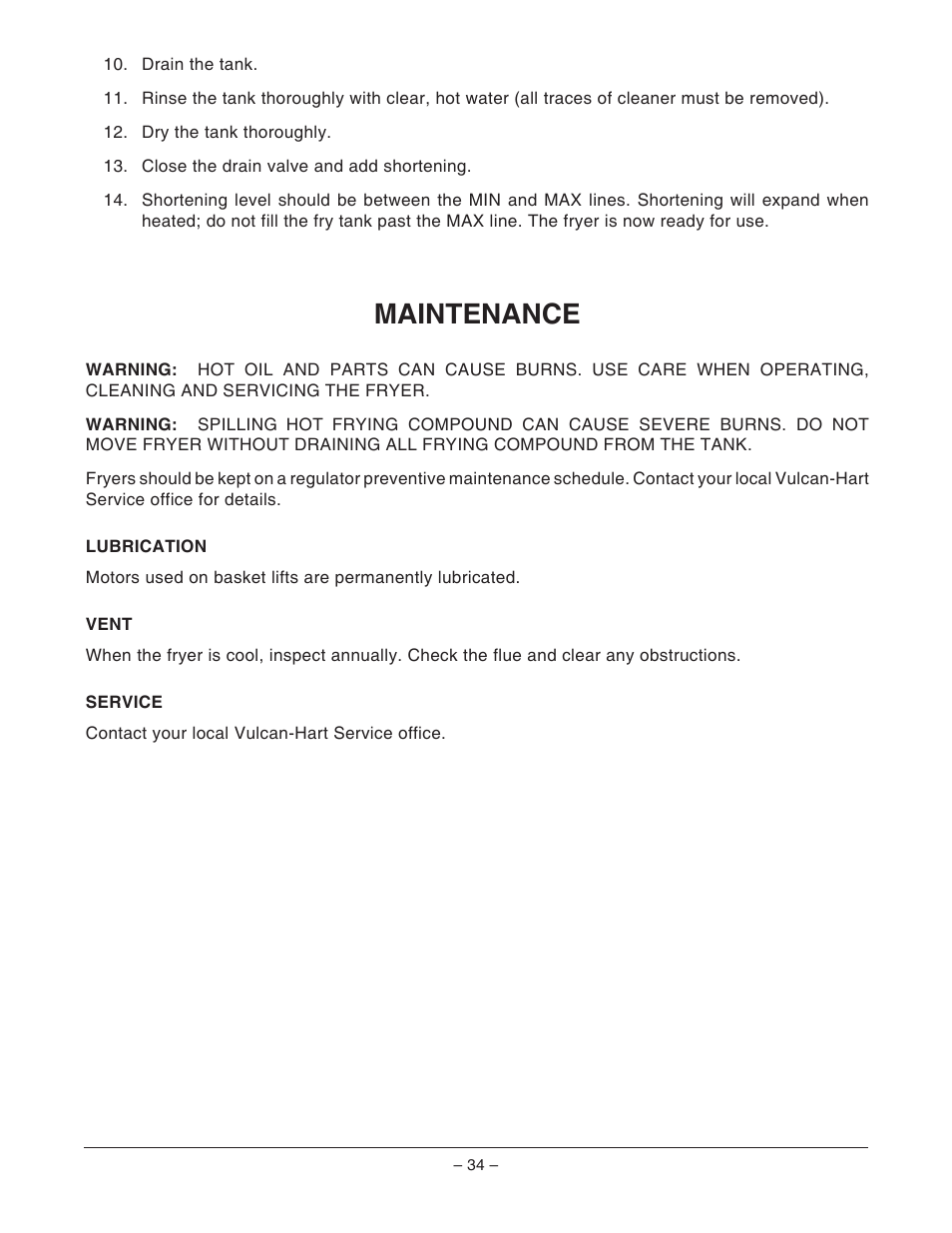 Maintenance | VULKAN GRD85F ML-126741 User Manual | Page 34 / 36