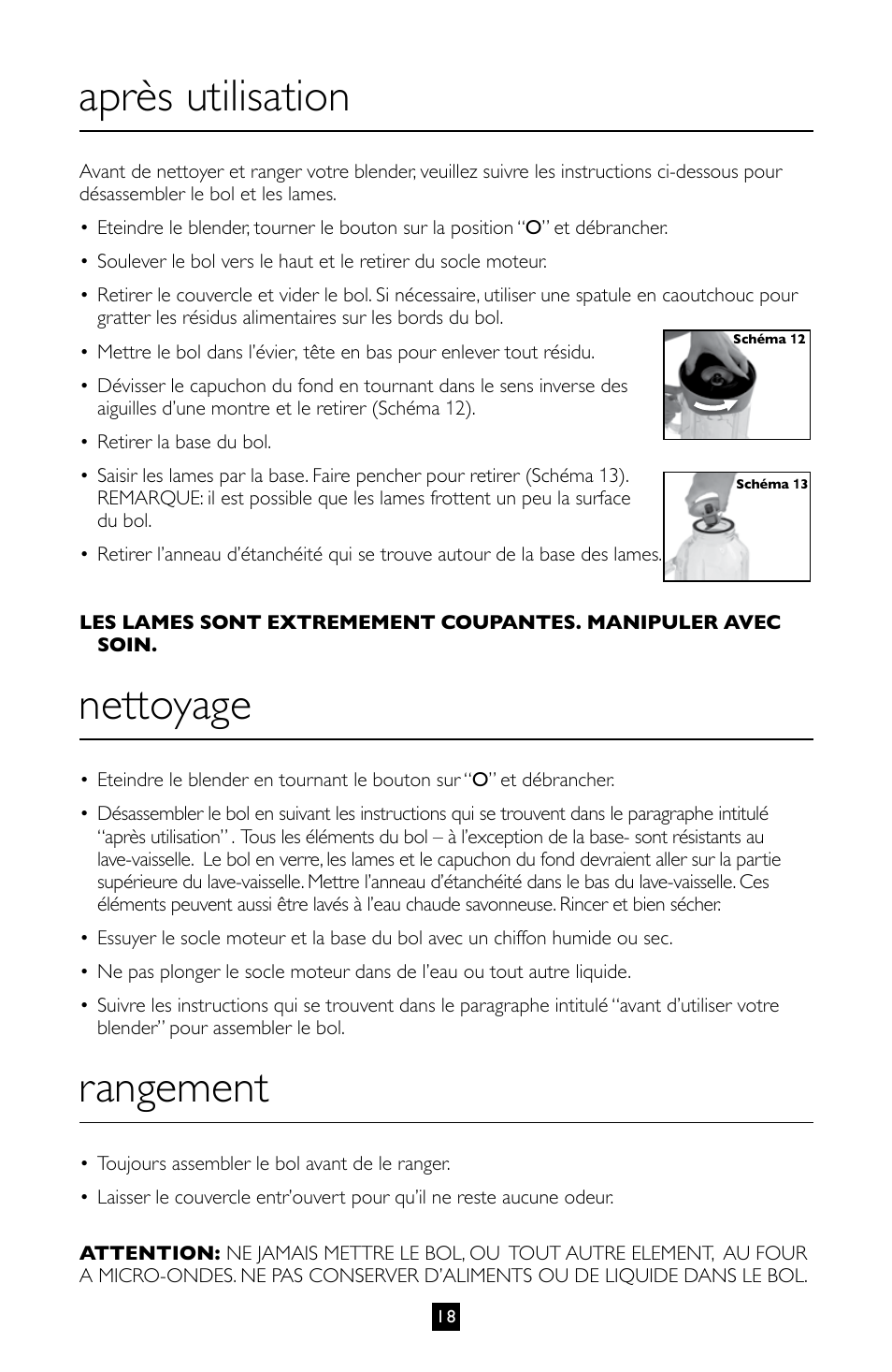 Après utilisation, Nettoyage, Rangement | Villaware BLVLLAZ05H User Manual | Page 19 / 70