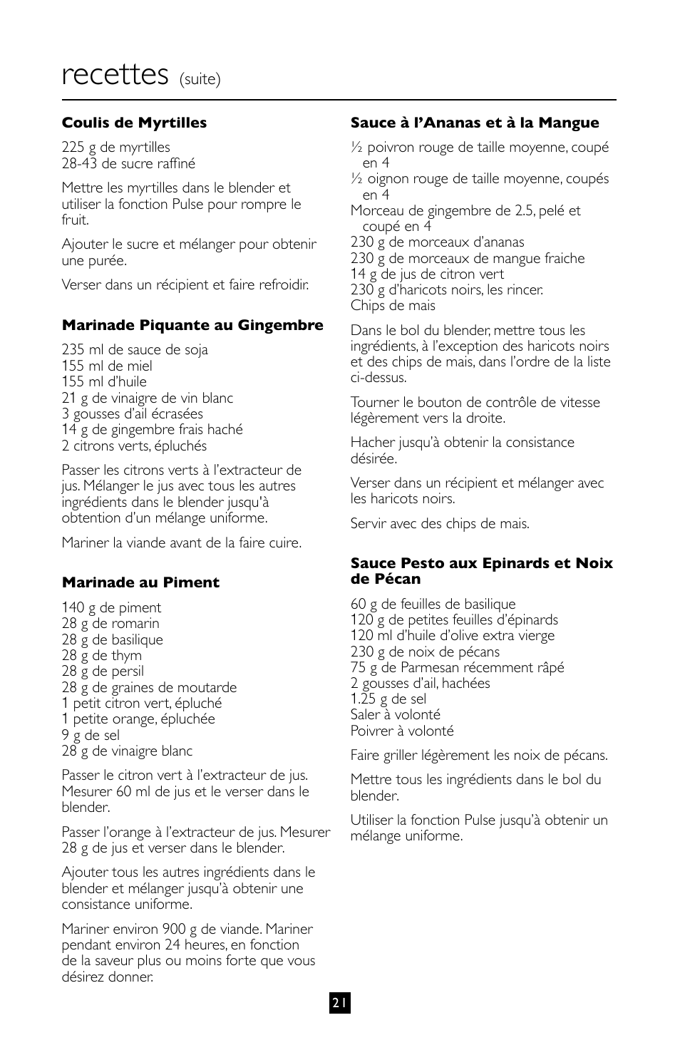 Recettes | Villaware BLVLLAZ05H User Manual | Page 22 / 70