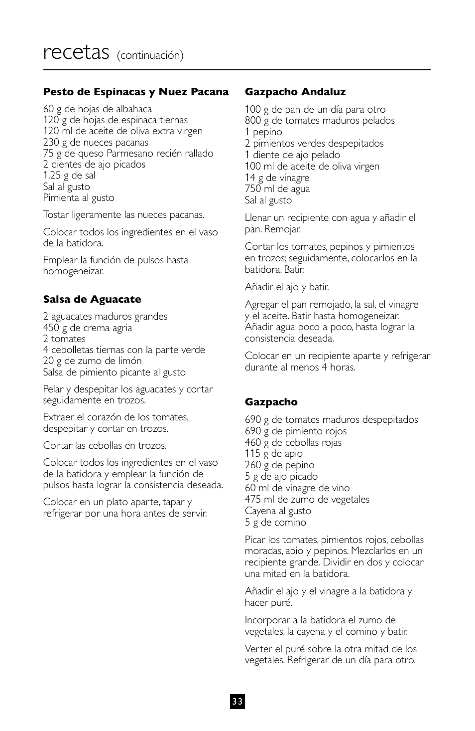 Recetas | Villaware BLVLLAZ05H User Manual | Page 34 / 70