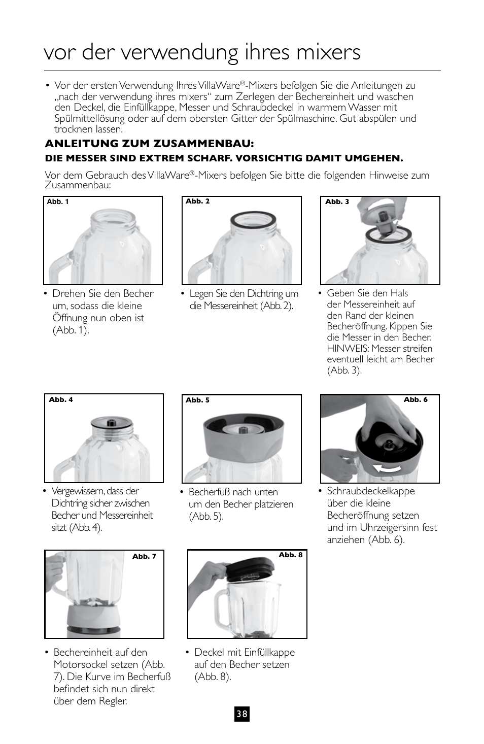 Vor der verwendung ihres mixers | Villaware BLVLLAZ05H User Manual | Page 39 / 70