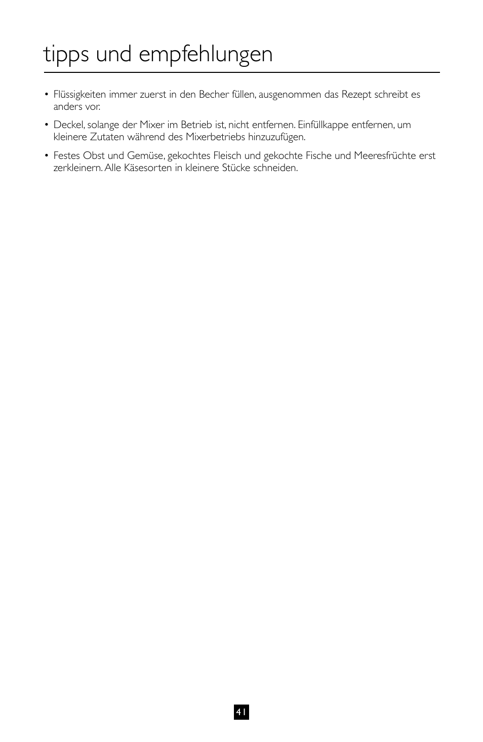 Tipps und empfehlungen | Villaware BLVLLAZ05H User Manual | Page 42 / 70
