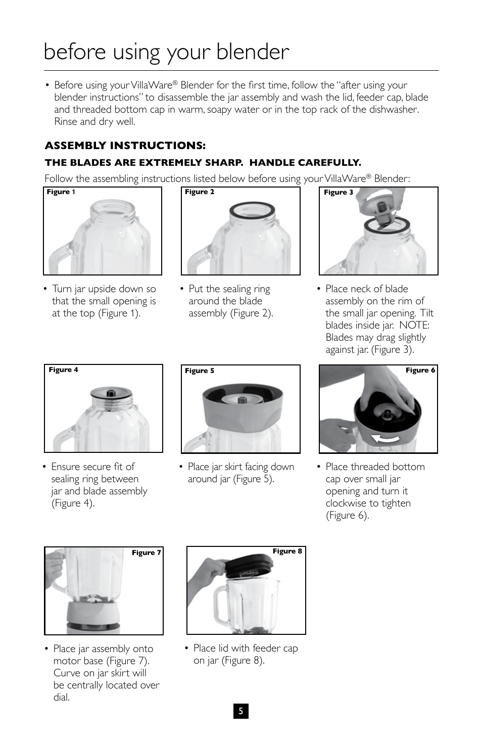 Before using your blender | Villaware BLVLLAZ05H User Manual | Page 6 / 70