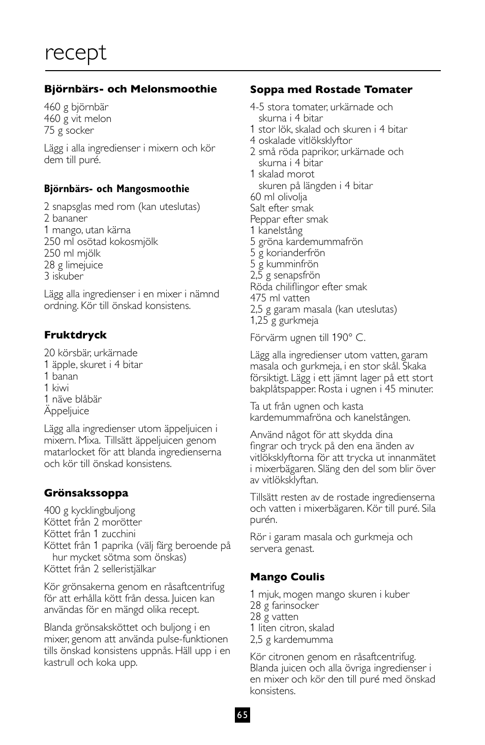Recept | Villaware BLVLLAZ05H User Manual | Page 66 / 70