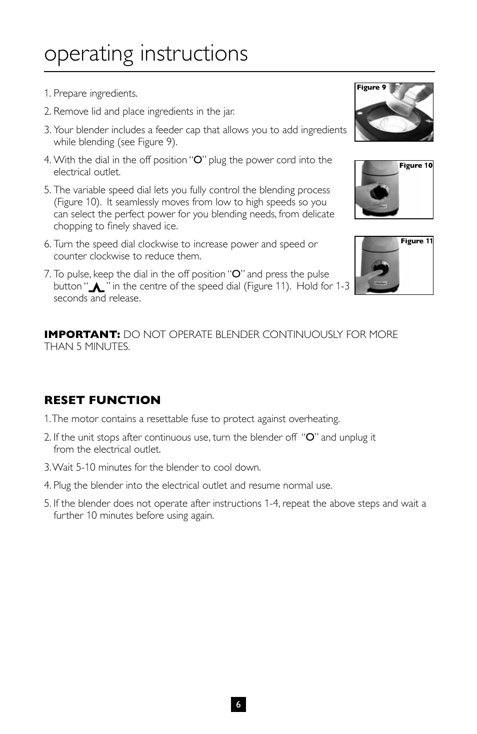 Operating instructions | Villaware BLVLLAZ05H User Manual | Page 7 / 70