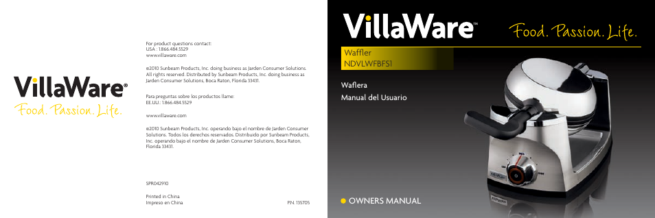 Villaware NDVLWFBFS1 User Manual | 18 pages