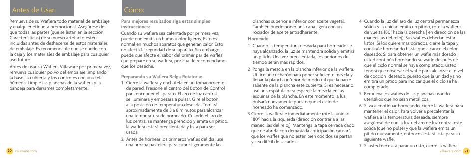 Cómo, Antes de usar | Villaware NDVLWFBFS1 User Manual | Page 12 / 18