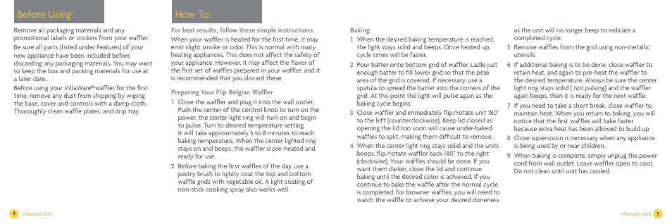 How to, Before using | Villaware NDVLWFBFS1 User Manual | Page 4 / 18