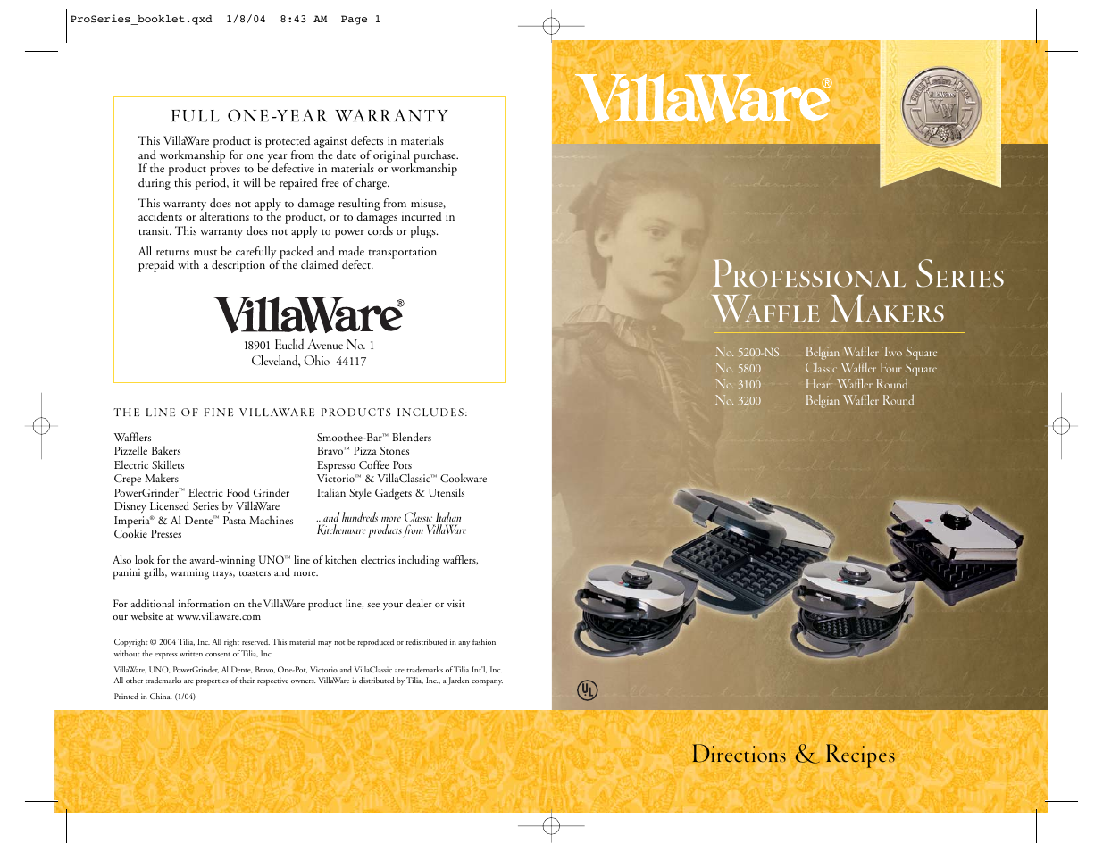 Villaware 3200 User Manual | 4 pages