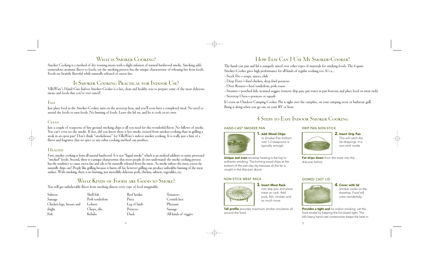 How else can i use my smoker-cooker, Is smoker cooking practical for indoor use, What kinds of foods are good to smoke | Villaware 8-280 User Manual | Page 2 / 8