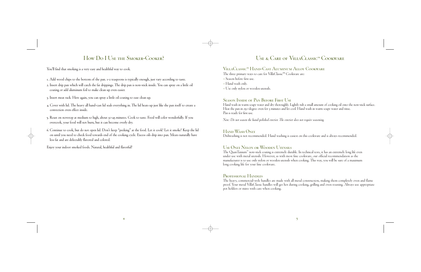 How do i use the smoker-cooker, Use & care of villaclassic, Cookware | Villaware 8-280 User Manual | Page 3 / 8