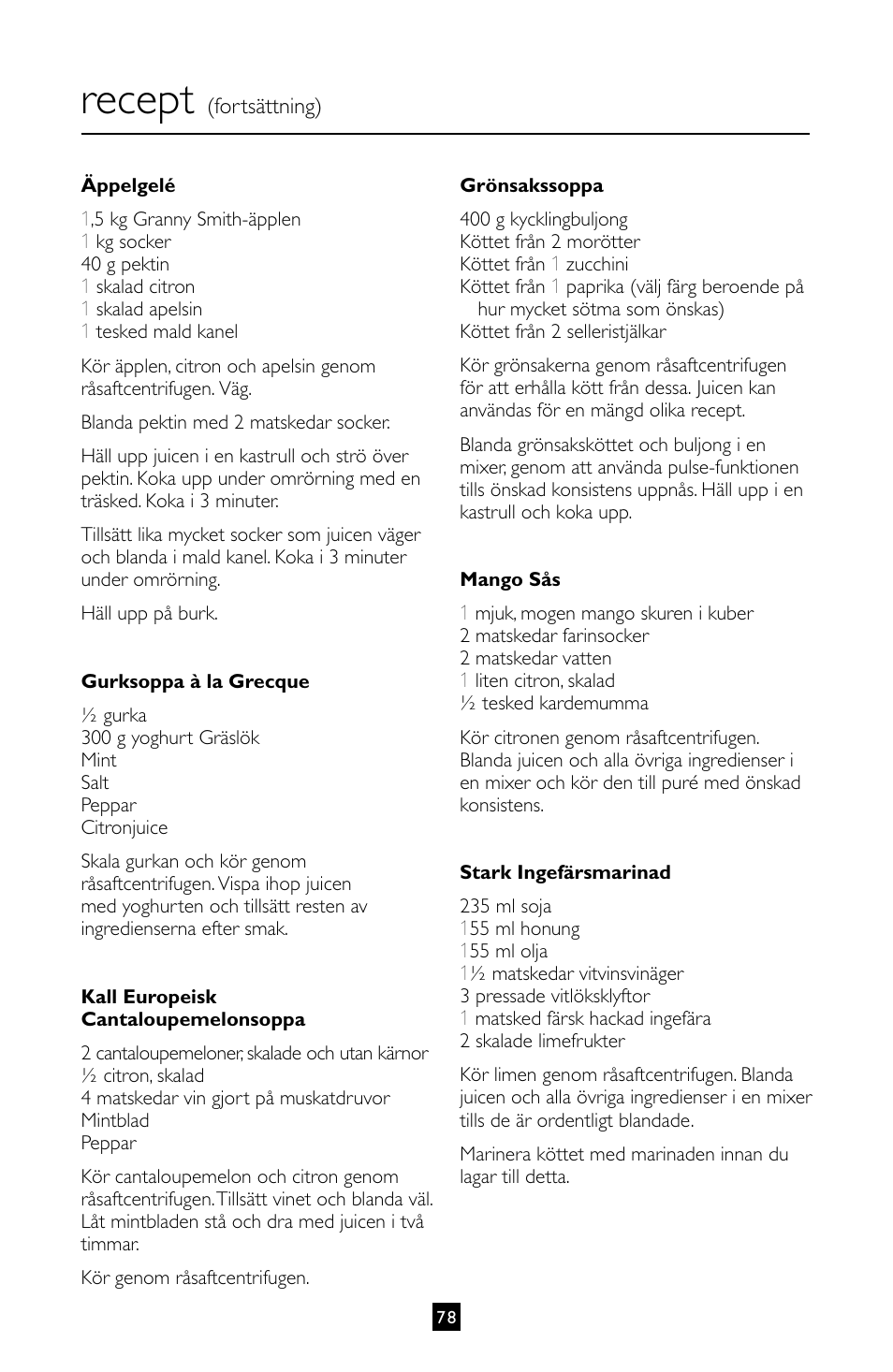 Recept | Villaware INSTRUCTION MANUAL FPVLJESLO1 User Manual | Page 79 / 82