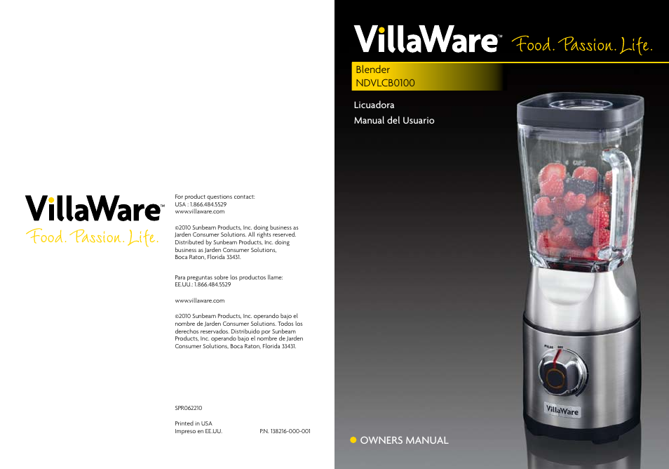 Villaware NDVLCB0100 User Manual | 12 pages