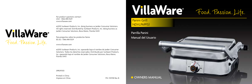Villaware NDVLPAPFS1 User Manual | 14 pages
