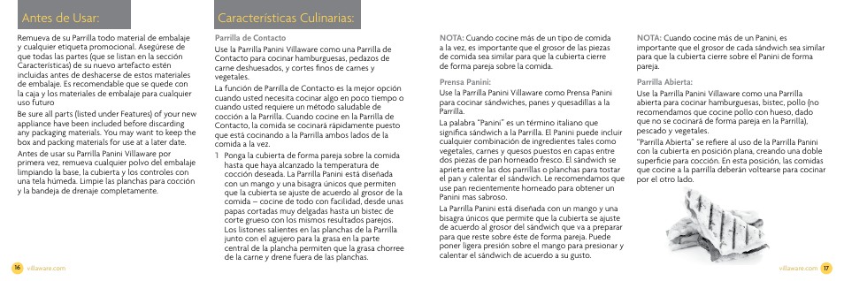 Antes de usar: características culinarias | Villaware NDVLPAPFS1 User Manual | Page 10 / 14