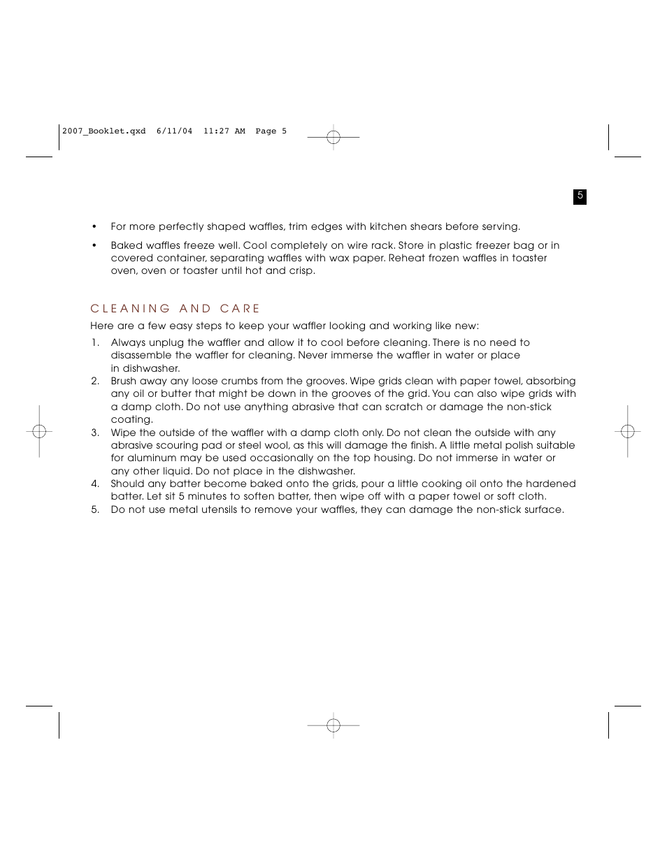 Villaware BELGIAN WAFFLE BOAT MAKER User Manual | Page 5 / 9