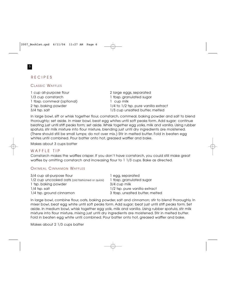 Villaware BELGIAN WAFFLE BOAT MAKER User Manual | Page 6 / 9
