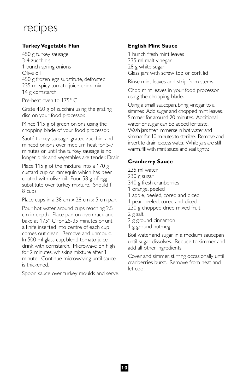 Recipes | Villaware FPVLFPSL01 User Manual | Page 11 / 80