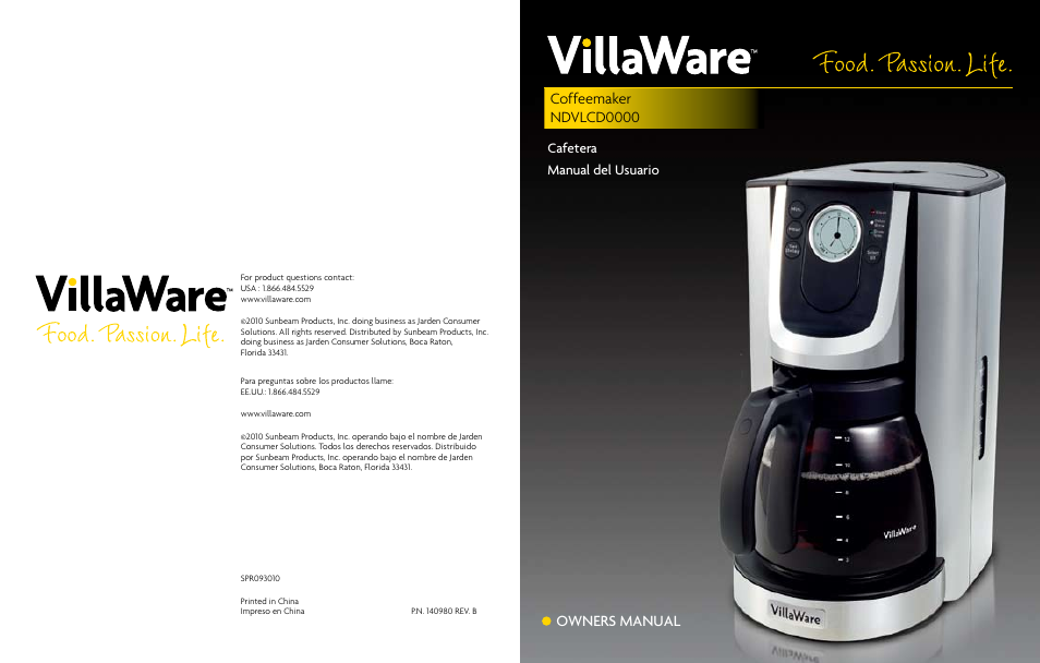 Villaware NDVLCD0000 User Manual | 14 pages